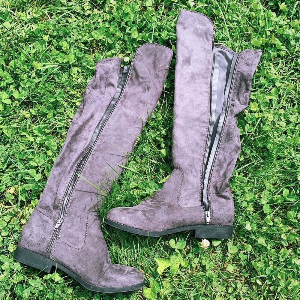 LIKE NEW Grey Suede Over the Knee Boots!